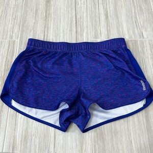 Blue & pink Reebok athletic shorts size large mesh thick waistband marl print